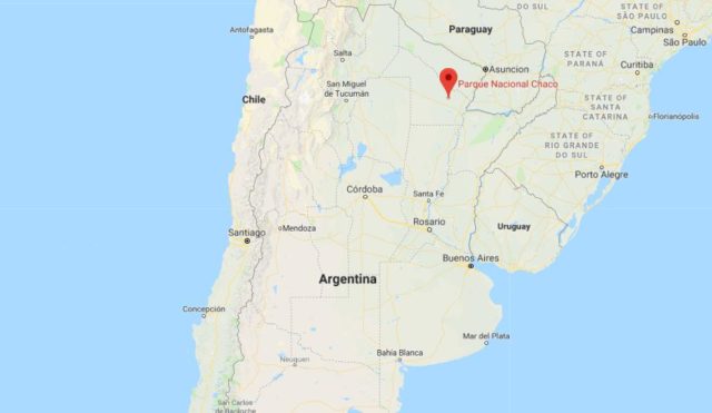 Where is Chaco National Park located of Map of Argentina