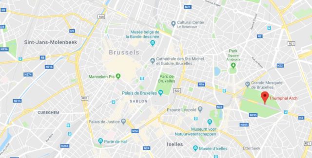 Where is Cinquantenaire located on map of Brussels