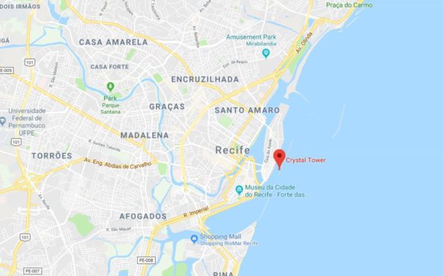 Where is Crystal Tower located on map of Recife