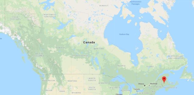 Where is Fredericton located on map of Canada