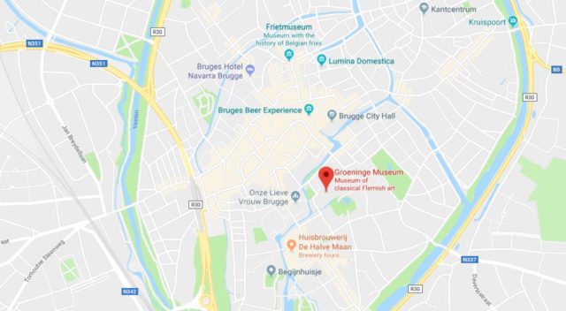Where is Groeninge Museum located on map of Bruges