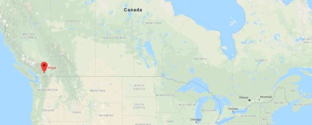 Where is Hope located on map of Canada