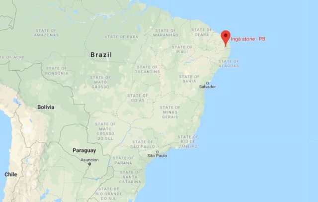 Where is Inga Stone located on map of Brazil