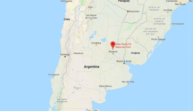 Where is Islas de Santa Fe National Park located on map of Argentina