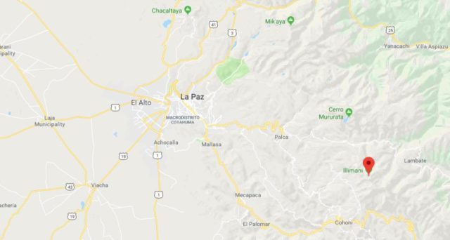 Where is Mount Illimani located on map of La Paz