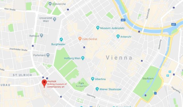 Where is Mumok located on map of Vienna
