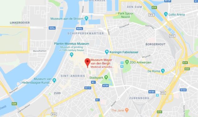 Where is Museum Mayer van den Bergh located on map of Antwerp