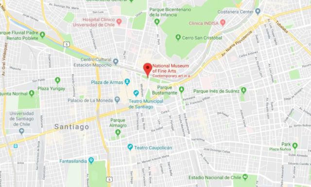 Where is National Museum of Fine Arts located on map of Santiago
