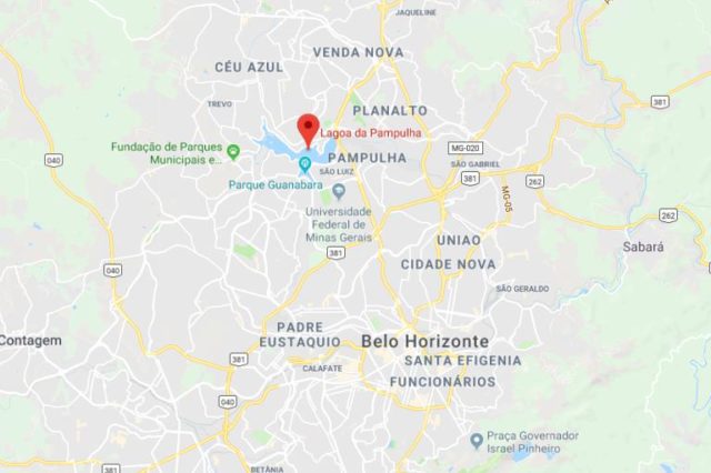 Where is Pampulha Lake located on map of Belo Horizonte
