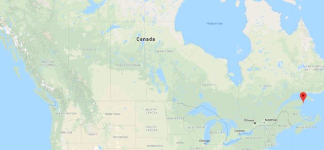 Where is Percé located on map of Canada