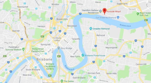 Where is Portside Wharf located on map of Brisbane