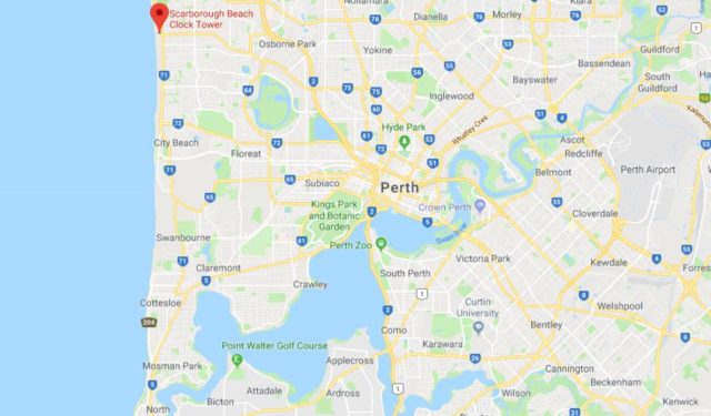 Where is Scarborough Beach located on map of Perth