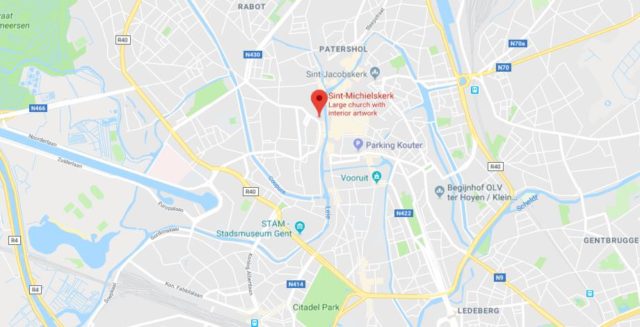 Where is St Michael's Church located on map of Ghent