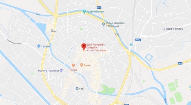 Where is St Rumbold's Cathedral located on map of Mechelen
