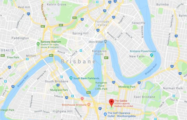 Where is The Gabba located on map of Brisbane