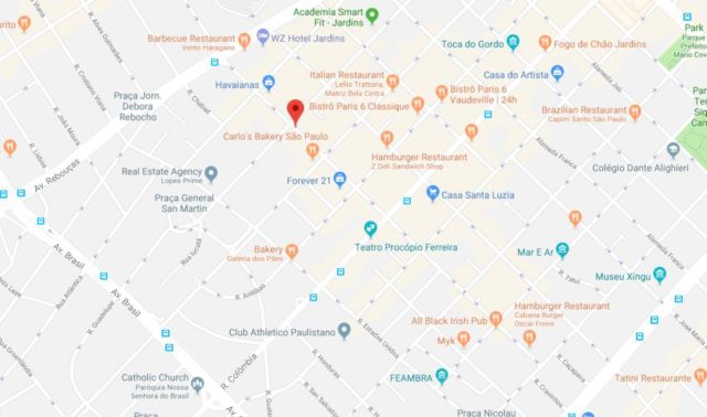 Map of Oscar Freire Street São Paulo