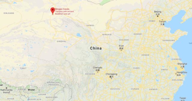 Where are Mogao Caves located on map of China