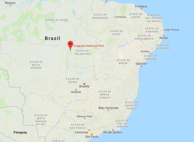 Where is Araguaia National Park located on map of Brazil