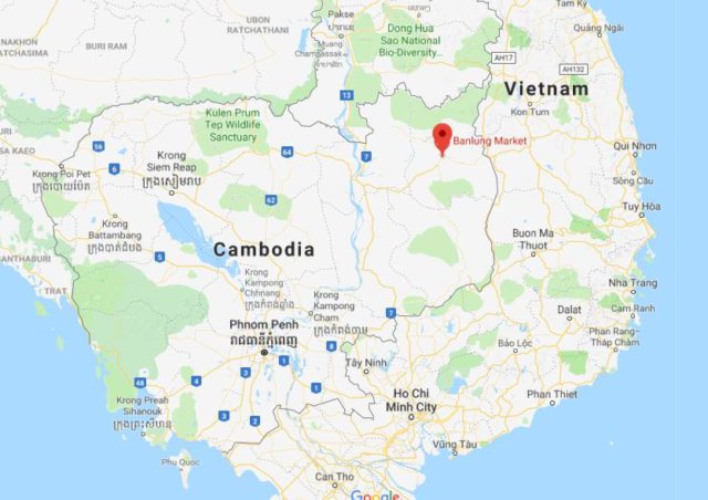 Where is Banlung located on map of Cambodia