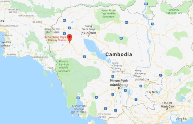 Where is Battambang located on map of Cambodia