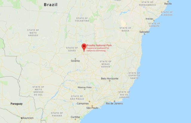 Where is Brasilia National Park located on map of Brazil