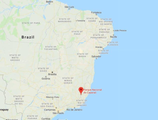 Where is Caparaó National Park located on map of Brazil