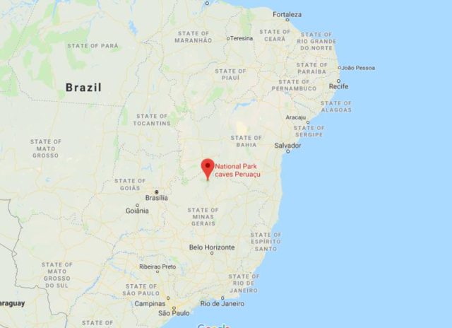 Where is Cavernas do Peruaçu National Park located on map of Brazil