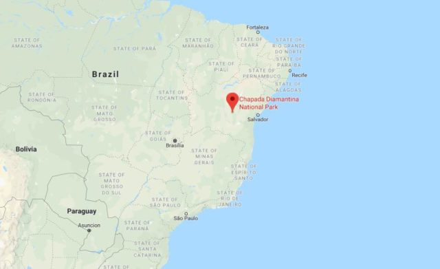 Where is Chapada Diamantina National Park located on map of Brazil