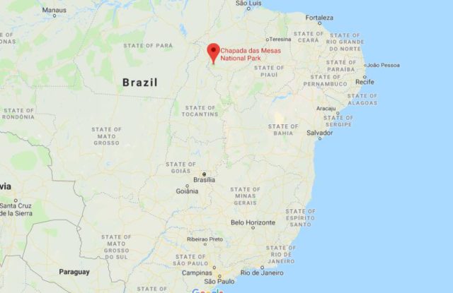 Where is Chapada das Mesas National Park located on map of Brazil
