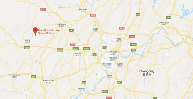 Where is Dazu Rock Carvings Site located on map of Chongqing