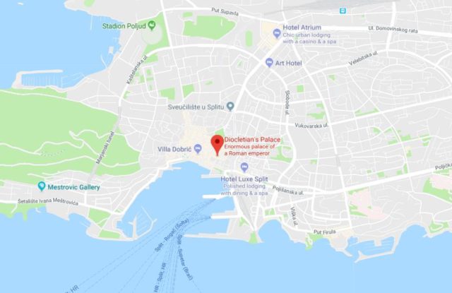 Where is Diocletian's Palace located on map of Split