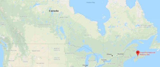 Where is Grand-Pré located on map of Canada
