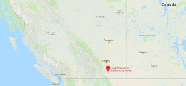 Where is Head Smashed in Buffalo Jump located on map of West Canada