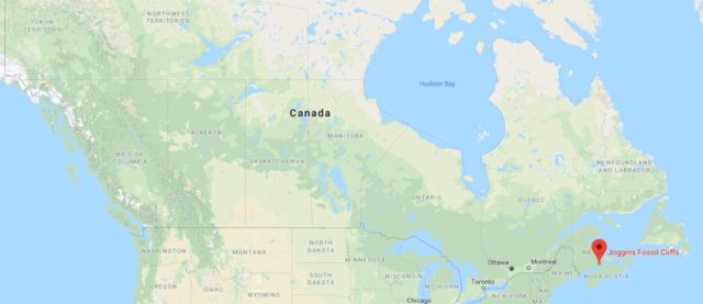 Where is Joggins Fossil Cliffs located on map of Canada