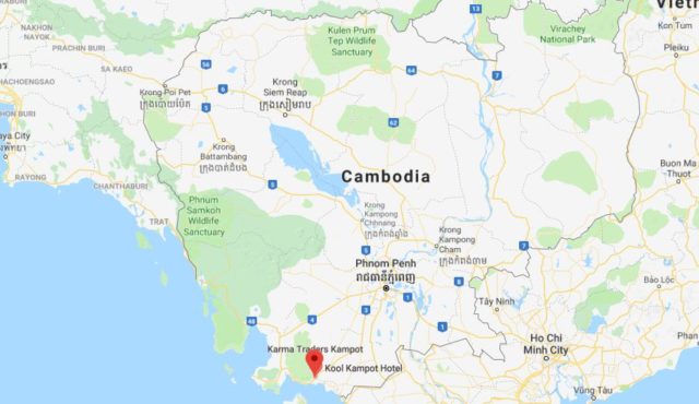 Where is Kampot located on map of Cambodia