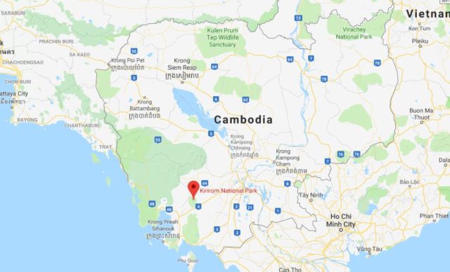 Where is Kirirom National Park located on map of Cambodia
