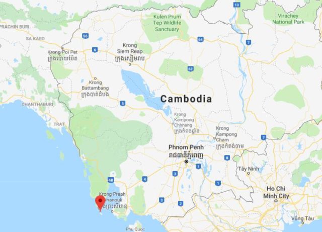 Where is Koh Rong Samloem located on map of Cambodia