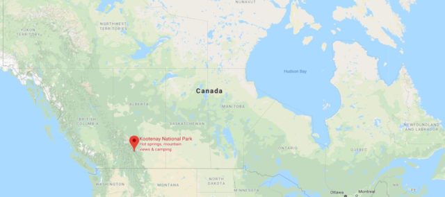 Where is Kootenay National Park located on map of Canada