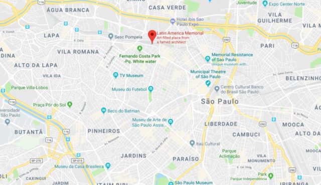 Where is Latin America Memorial located on map of São Paulo