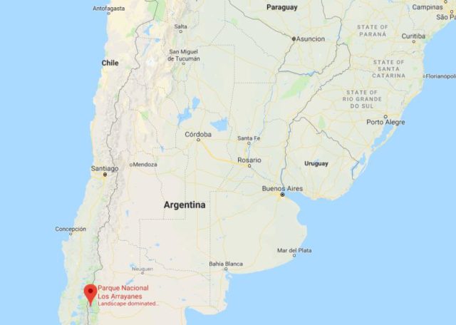 Where is Los Arrayanes National Park located on map of Argentina