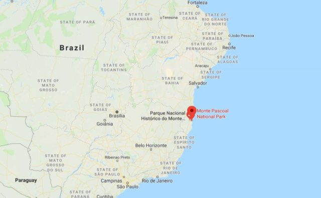 Where is Monte Pascoal National Park located on map of Brazil