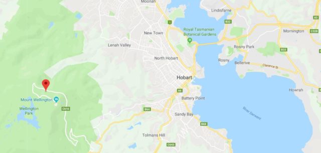 Where is Mount Wellington located on map of Hobart