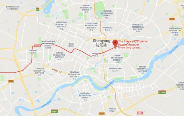 Where is Mukden Palace located on map of Shenyang