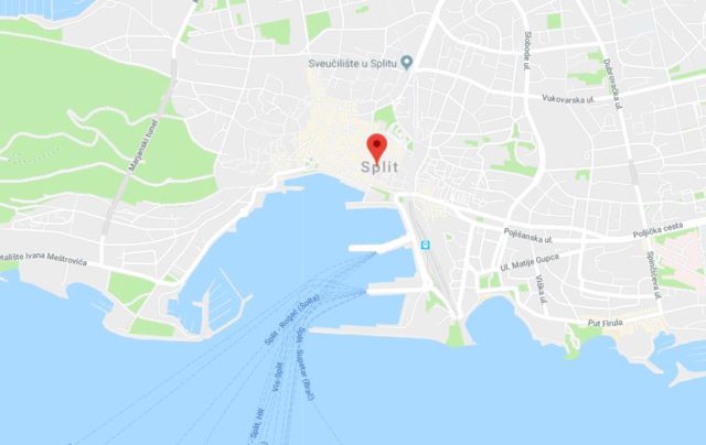 Where is Peristil Square located on map of Split