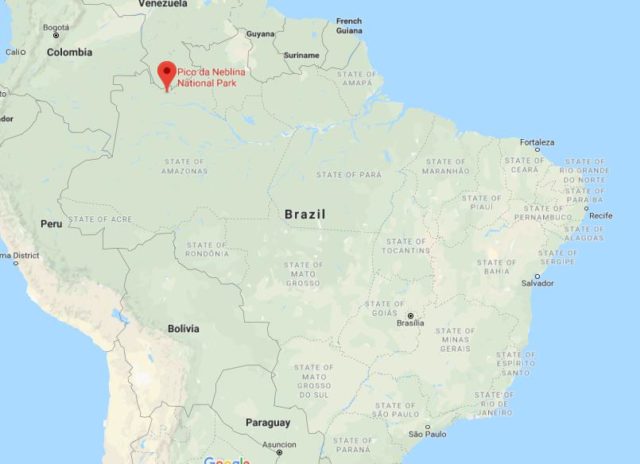 Where is Pico da Neblina National Park located on map of Brazil