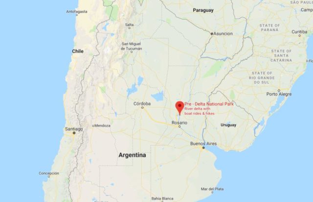 Where is Pre Delta National Park located on map of Argentina