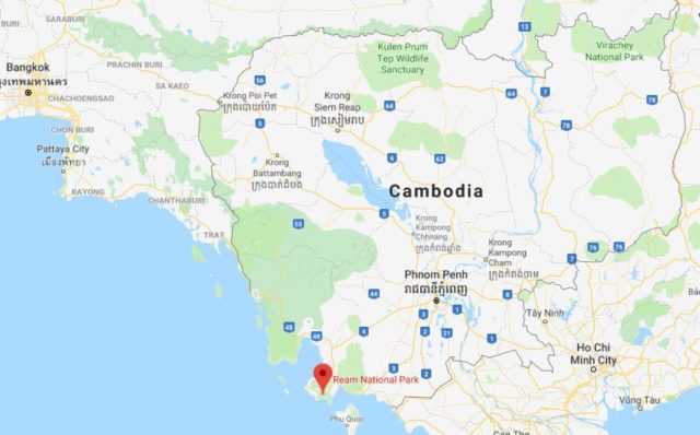 Where is Ream National Park located on map of Cambodia