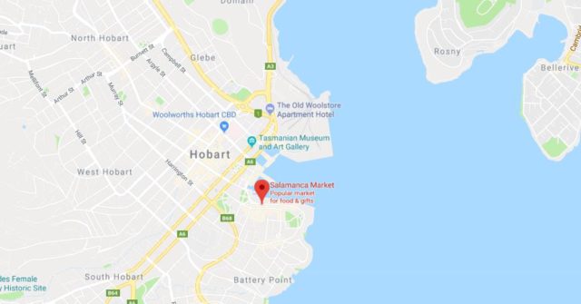 Where is Salamanca Market located on map of Hobart
