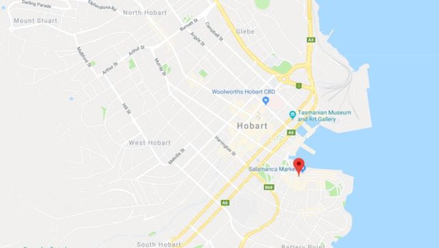 Where is Salamanca Square located on map of Hobart