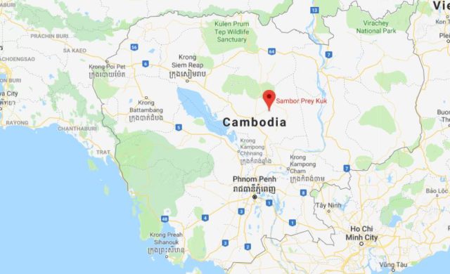 Where is Sambor Prei Kuk located on map of Cambodia